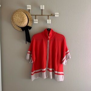 St. John Wool Mock Neck Full Zip Sweater Small